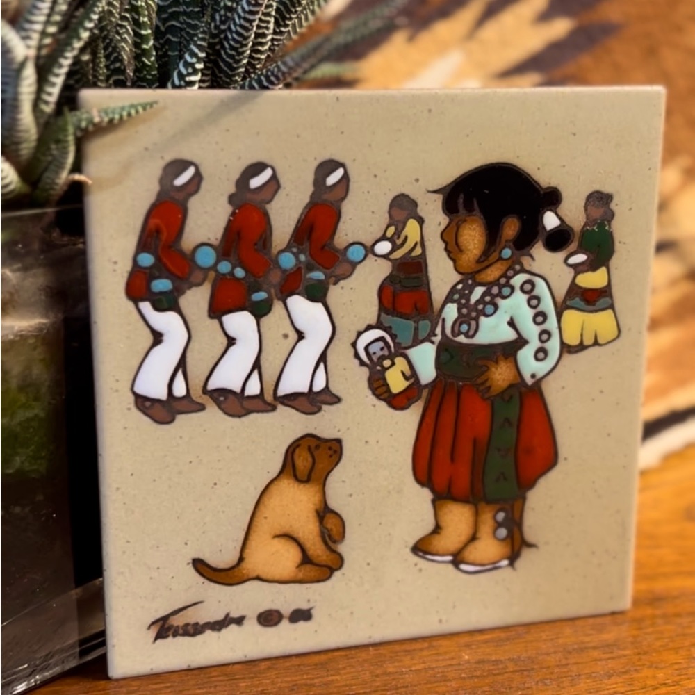 Ceramic Tile/Wall Art/Trivet/Cleo Teissedre/Pottery Tile/Southwest Decor